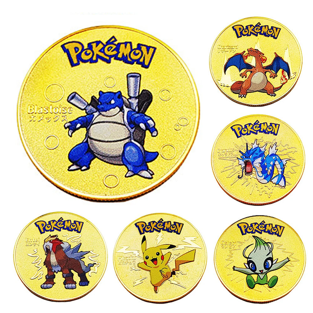 Gold colored metal Pokémon Coins