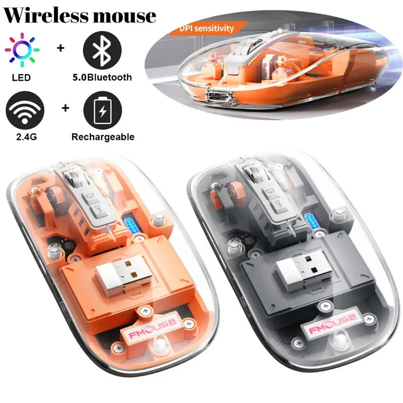 Transparent Wireless Mouse w/ Bluetooth and 2.4ghz