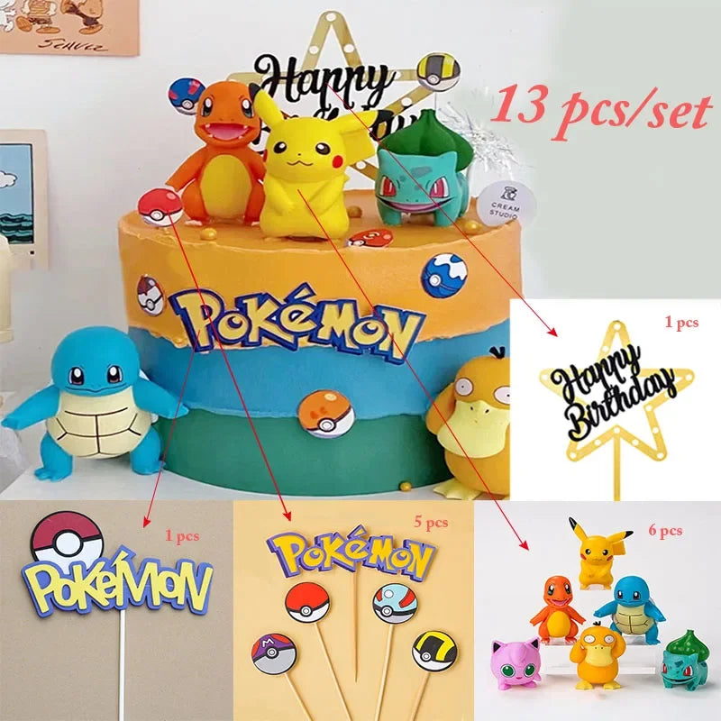13Pcs/set Pokémon birthday cake decoration set